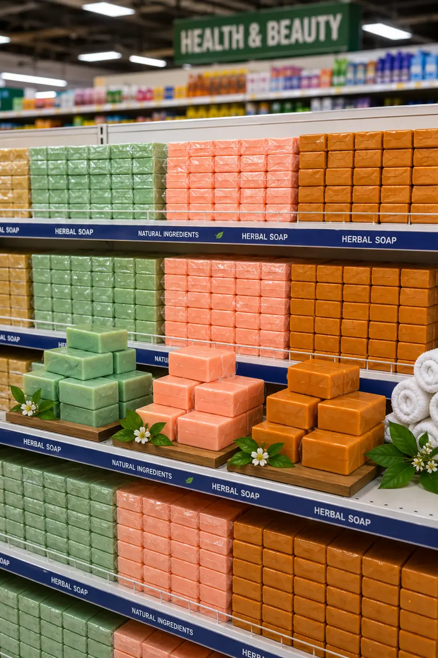 Buena Suerte herbal soaps on display